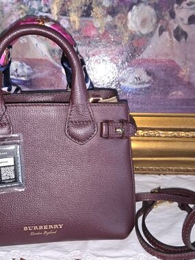Burberry Burgundy Leather Top-Handle Bag
